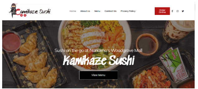 Kamikaze sushi web design project for restaurant in woodgrove mall