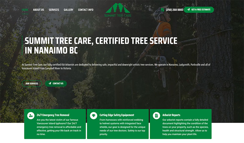 Custom Website Design Summit Tree Care 3646 Reynolds Rd, Nanaimo, BC V9T 2P4